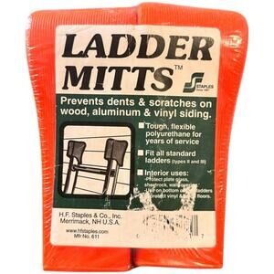 Staples Ladder Mitts #611 Pair Orange Polyurethane Ladder Protector New